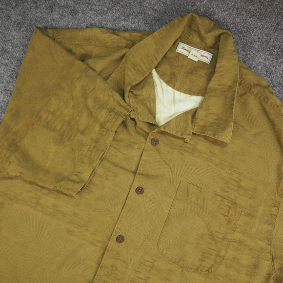 Tommy Bahama Other - Tommy Bahama Shirt Mens XL Silk Olive Green Palm Tree Aloha Tropical Camp Shirt